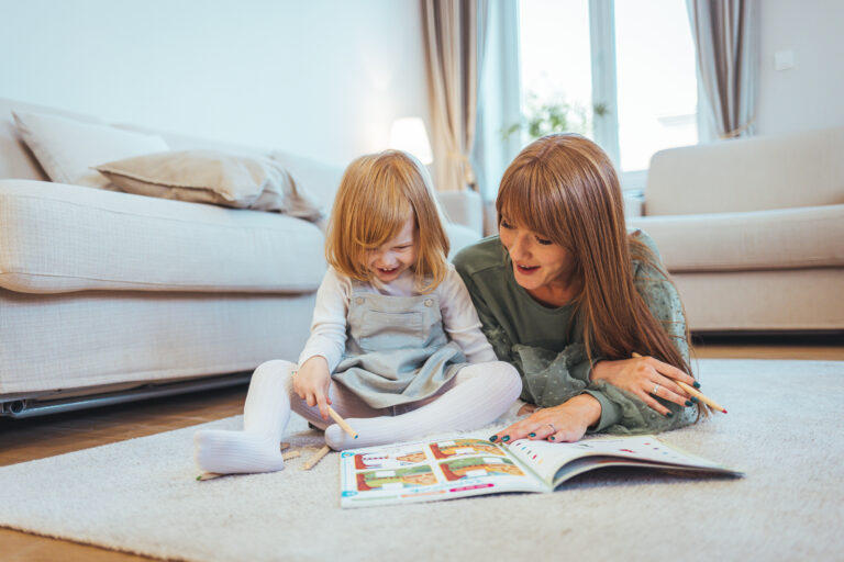 Relaxing in the living room of a family friendly serviced apartment with kids
