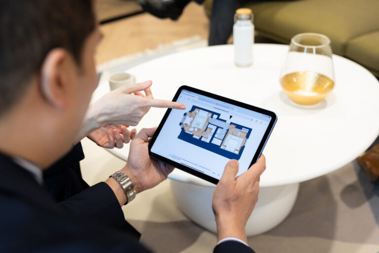Checking serviced apartment floorplans